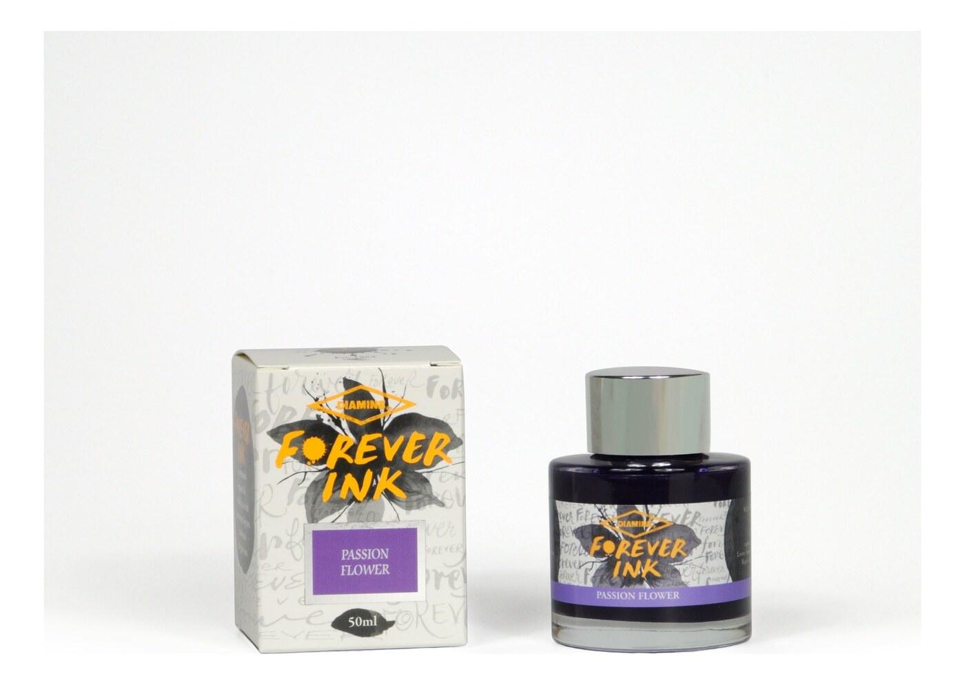 A bottle of Diamine Forever Pigment Passion Flower.