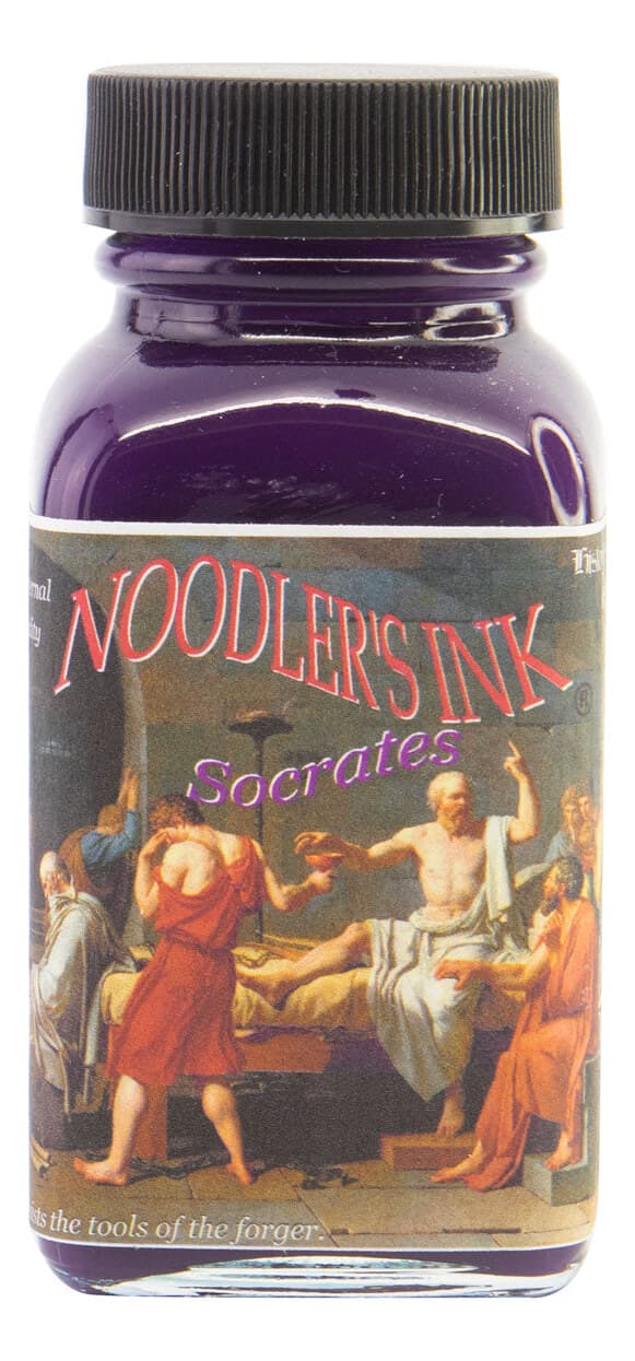 A bottle of Noodler's Bulletproof Socrates.