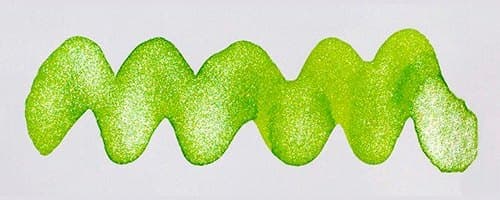 Diamine Shimmer Neon Lime, shown in the maker's own swatch.